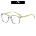 Kids square blue light blocking glasses with transparent frames and cream yellow temples - Transparent Grey Frame Yellow Leg