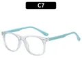 Kids square blue light blocking glasses with clear frames and light blue temples - Transparent Blue