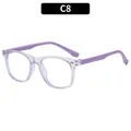 Kids square blue light blocking glasses with purple transparent frames and C8 color variant - Transparent Purple