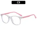 Kids square blue light blocking glasses with pink temples and clear frames - Transparent Pink