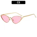 Cat eye sunglasses with gold metal frame and translucent pink lenses for women - Gold Frame Pink Lenses