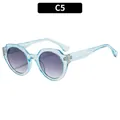 Lunettes de soleil œil-de-chat rétro avec monture bleu clair et verres dégradés violets - C5-Monture Bleue Transparente Verres Double Gris