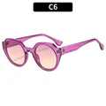 Lunettes de soleil rondes rétro avec monture violette transparente et verres dégradés orange - C6-Monture Violette Verres Thé Rose