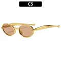 Lunettes de soleil ovales à double pont, monture dorée et verres marron C5 - Monture Dorée Verre Thé Clair