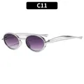 Lunettes de soleil C11 ovales argentées avec verres dégradés violets et double pont - Monture Argent Verres Double Gris