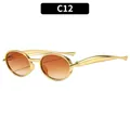 Lunettes de soleil ovales à double pont avec monture dorée et verres dégradés C12 - Monture Dorée Verres Ambrés Dégradés