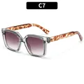 Y2K Quadratische Sonnenbrille mit grauem Rahmen und Bügeln in Schildpatt-Optik - Transparente Graue Rahmen Tee Verlaufs Linsen Leopard Bügel