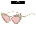 Luxury gold butterfly sunglasses with rhinestones and pink lenses style C5 - Gold Frame Pink Lens (C5)