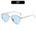 Kids vintage round sunglasses with silver metal frame and light blue lenses, model C7 - Silver Frame Blue Lens (C7)