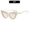 Luxury gold butterfly cat eye sunglasses with white sparkling crystals in C7 variant - Gold Frame Gradient Mercury (C7)