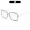Lunettes de soleil carrées Y2K avec monture transparente et cristaux de strass en style C5 - C5-Monture Transparente Verres Transparents