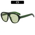 Lunettes de soleil aviateur oversize vert foncé style punk pour cyclisme et mode hip-hop - Monture Verte Verre Vert (C5)
