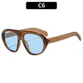 Lunettes de soleil aviateur oversize avec monture marron transparent et verres bleu clair - Monture Marron Verre Bleu (C6)