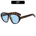 Lunettes punk surdimensionnées avec monture écaille et verres bleu clair C7 - Monture Écaille Verre Bleu (C7)