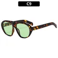 Lunettes de soleil aviateur oversize rétro avec monture écaille et verres vert clair - Monture Écaille Verre Vert Foncé (C9)