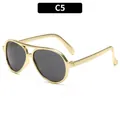 Occhiali da sole aviator dorati per bambini con doppio ponte e lenti scure C5 - Montatura Dorata Lenti Grigie (C5)
