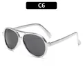 Occhiali da sole aviator vintage per bambini con montatura argento e lenti scure C6 - Montatura Argento Lenti Grigie (C6)