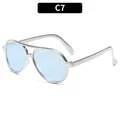 Occhiali da sole aviator vintage per bambini con montatura argento e lenti blu C7 - Montatura Argento Lenti Blu (C7)