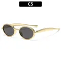 Kids vintage oval sunglasses with C5 gold metal frame and dark lenses for outdoor use - Gold Frame Grey Lens (C5)