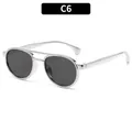 Kids aviator sunglasses with silver metal double bridge and dark grey lenses C6 variant - Silver Frame Grey Lens
