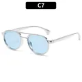 Kids vintage aviator sunglasses with silver metal frame and light blue lenses C7 - Silver Frame Blue Lens
