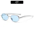 Kids vintage oval sunglasses with silver metal frame and light blue lenses C7 - Silver Frame Blue Lens (C7)