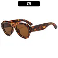 Vintage oval sunglasses C5 in tortoise shell pattern frame with dark tea-colored lenses - Tortoiseshell Frame Tea Lens