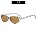 Retro oval sunglasses in translucent grey frame with amber lenses, color C5 - Translucent Grey Frame Tea Lens