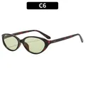 Vintage oval sunglasses with tortoiseshell frame and light green lenses in C6 style - Floral Print Frame Green Lens