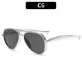 Classic kids pilot sunglasses with silver metal double bridge frame and dark grey lenses - C6-Silver Frame Grey Lens