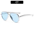 Classic silver metal aviator sunglasses for kids with light blue lenses, model C7 - C7-Silver Frame Blue Lens