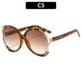 Lunettes de soleil rétro léopard avec détails dorés et verres marron dégradés - Monture Léopard Verres Thé Double (C5)