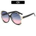Lunettes de soleil rondes oversize avec monture noir-or et verres dégradés bleu-rose - Monture Noire Verres Gris Rose (C6)