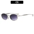 Silver oval sunglasses for women with purple gradient lenses and metal frame C6 variant - C6-Silver Frame Purple Gradient Lens