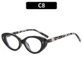Chic black cat eye sunglasses featuring tortoise shell temples and gold diamond rivets - C8-Black Frame Tortoise Temple Clear Lens