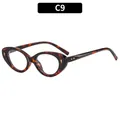 Retro cat-eye sunglasses featuring a brown tortoiseshell frame and metallic rivet accents - C9-Tortoise Frame Clear Lens