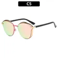Chic cat-eye sunglasses with gold metal frame and pink-green gradient lenses, style C5 - Pink Mirror (C5-Pink Mercury)