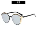 Cat eye oversized sunglasses with black frame and golden metal accent in C6 grey lenses - Silver Mirror (C6-White Mercury)