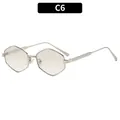 Polygonal punk sunglasses with silver metal frame and gradient brown lenses - Silver Frame Gradient Silver Lens