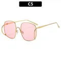 Lunettes de soleil punk hip hop surdimensionnées avec verres roses et monture dorée - Monture Dorée Verres Roses