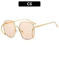 Lunettes de soleil punk carrées avec monture en métal doré et verres orange clair - Monture Dorée Verres Champagne
