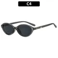 Y2K vintage cat eye sunglasses with dark grey transparent frame and silver studs - Translucent Grey Frame Grey Lens