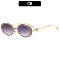 Vintage oval sunglasses with purple gradient lenses and gold metal frames - Semi-Matte Purple Gradient Gray Lens