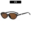 Y2K vintage cat eye sunglasses in glossy black frame with dark brown lenses and silver studs - Black Frame Tea Lens