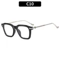 Lunettes de soleil noires carrées classiques avec branches en métal argenté élégantes - C10-Monture Noir Argent Verres Transparents