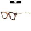 Lunettes de soleil vintage carrées en écaille avec branches dorées et motifs antidérapants - C12-Monture Écaille Verres Transparents