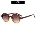 Retro round sunglasses with translucent brown gradient frame and lenses, model C8 - Gradient Tea Frame Tea Lens(C8)