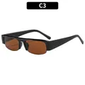 Vintage retro rechthoekige zonnebril met dik zwart montuur en getinte amberkleurige glazen - C3-Zwart Frame Thee Lenzen