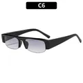 Retro rechthoekige zonnebril met zwart frame en paarse gradiëntlenzen voor dames - C6-Zwart Frame Gradiënt Grijze Lenzen
