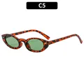 Retro-Cat-Eye-Sonnenbrille mit Tortoise-Rahmen und dunkelgrünen Gläsern im Y2K-Stil - Leopardenmuster Rahmen Dunkelgrüne Gläser (C5)